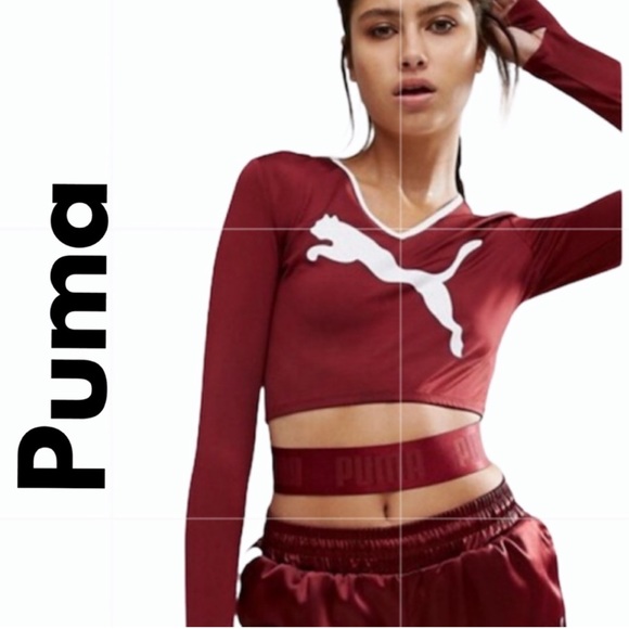 Puma Burgundy crop top - XS - Picture 2 of 13